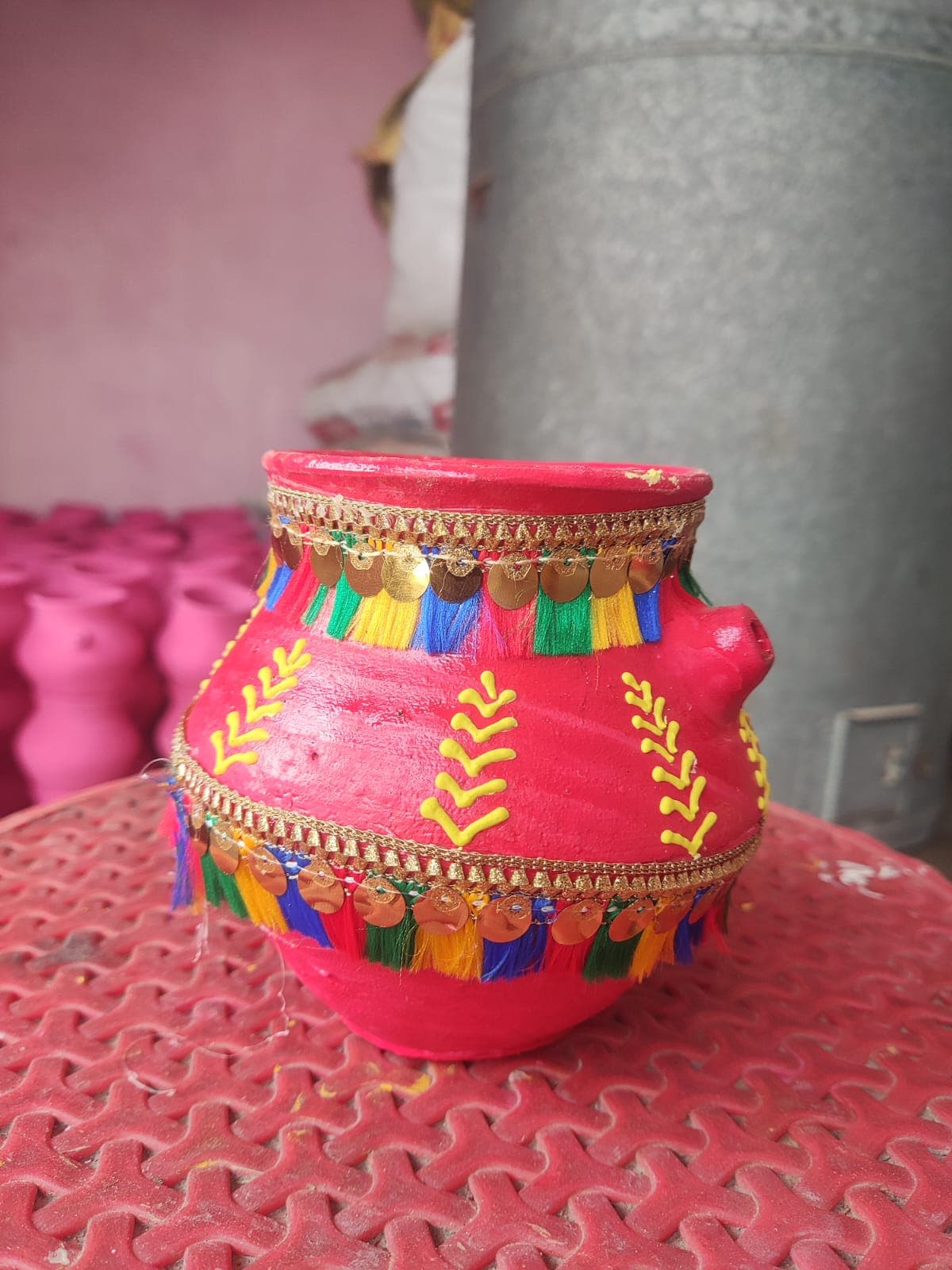 Designer latkan Karwa with tassels